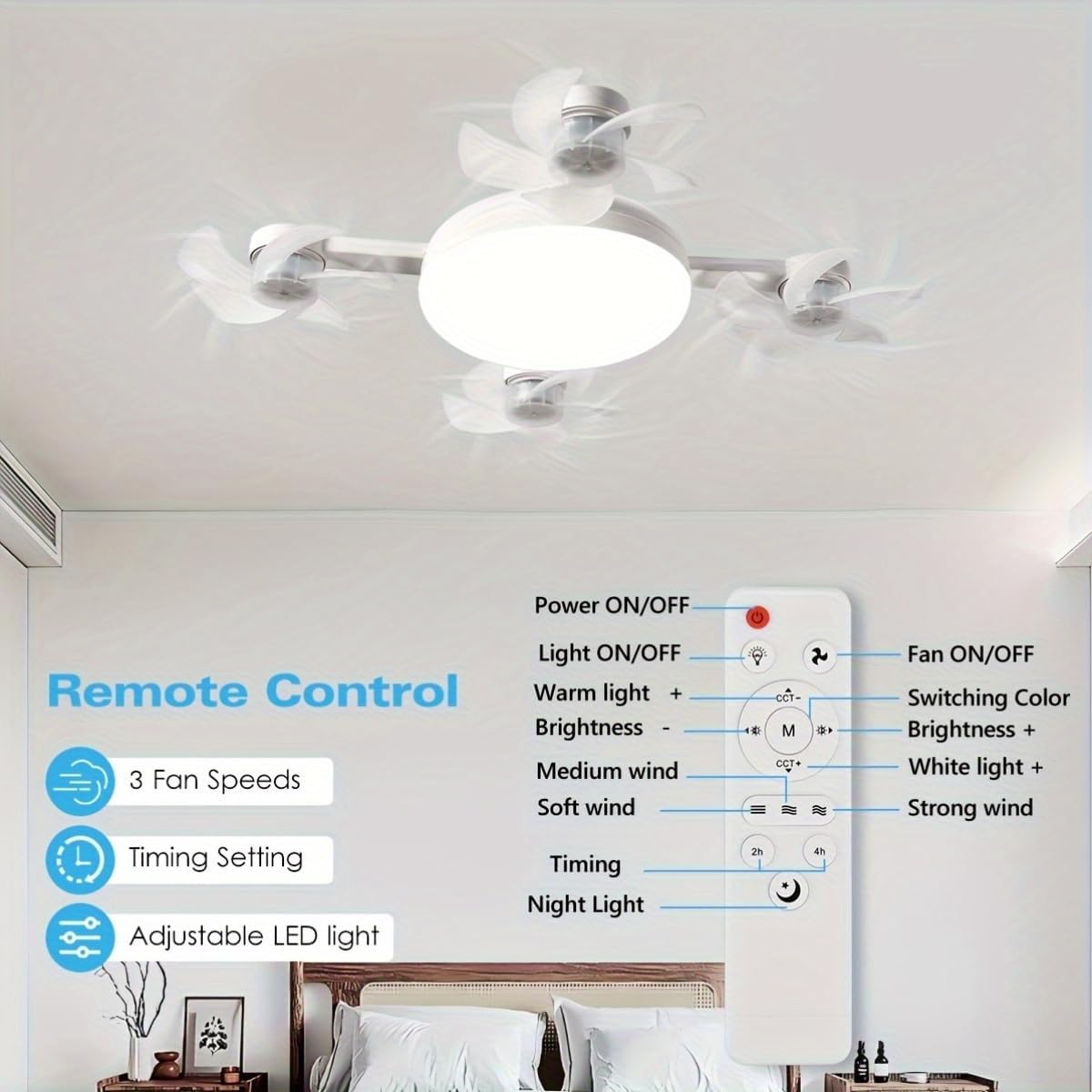 🔥 F4 Multifunctional Fan Light – مصباح مروحة متعدد الوظائف F4
