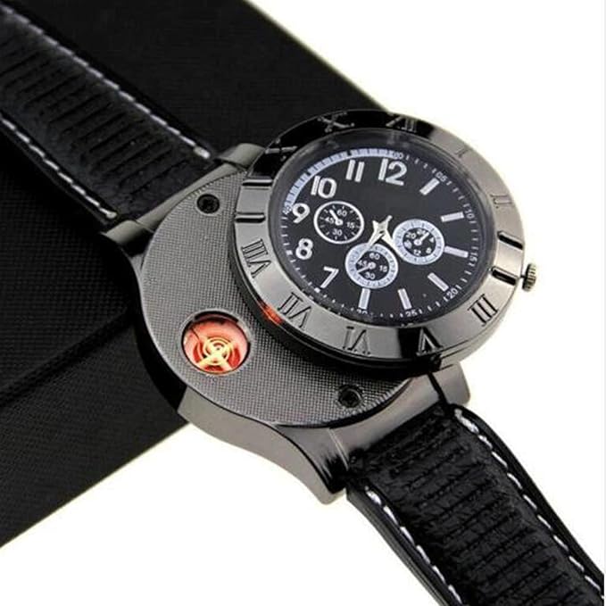 🔥 Military USB Lighter Watch – ساعة عسكرية بولايت USB مدمجة