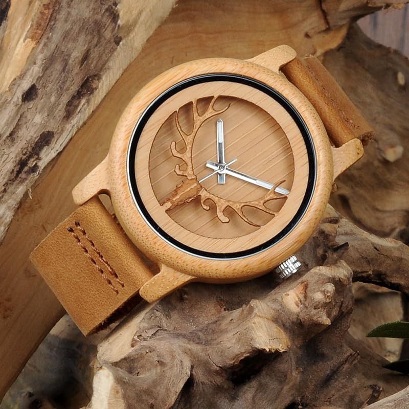 🔥 Wooden Bamboo Couple Watch – ساعة خشبية بامبو للأزواج