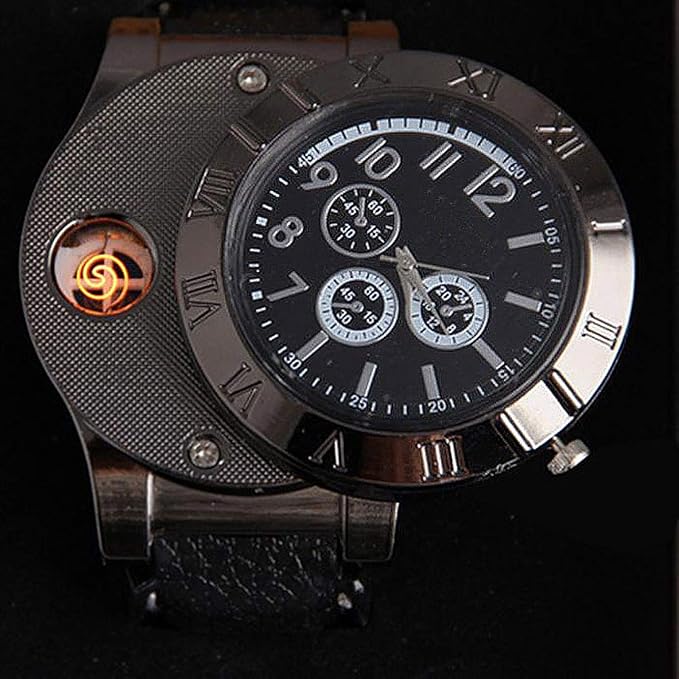 🔥 Military USB Lighter Watch – ساعة عسكرية بولايت USB مدمجة