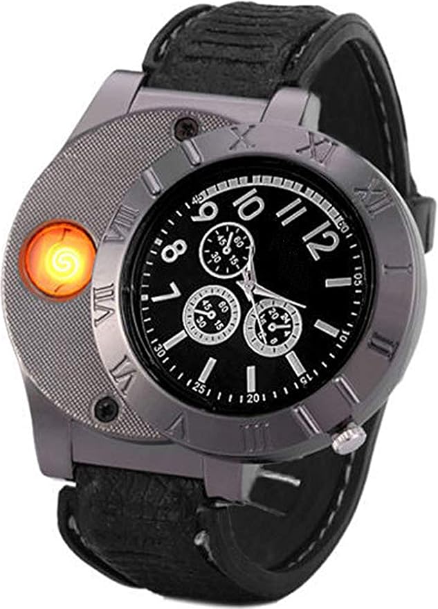 🔥 Military USB Lighter Watch – ساعة عسكرية بولايت USB مدمجة