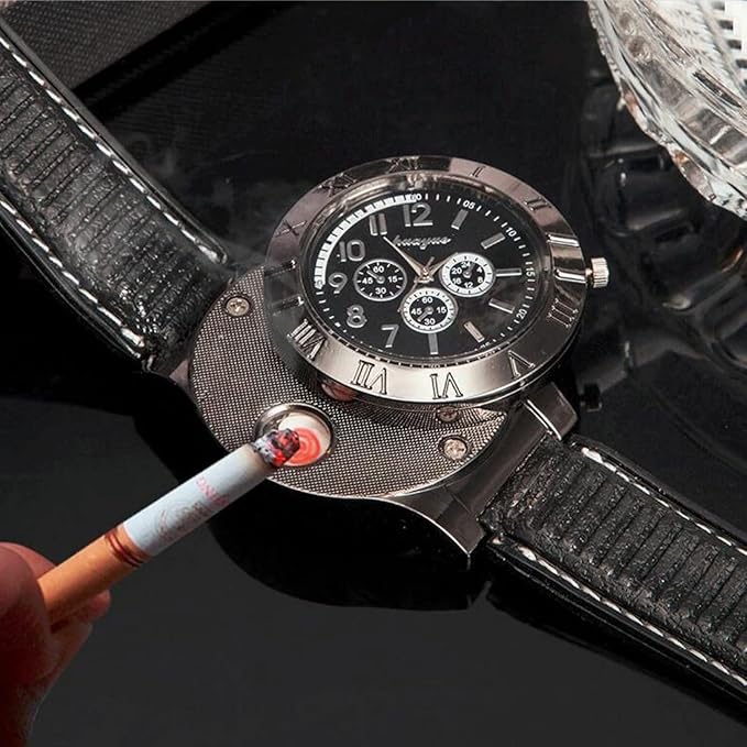 🔥 Military USB Lighter Watch – ساعة عسكرية بولايت USB مدمجة
