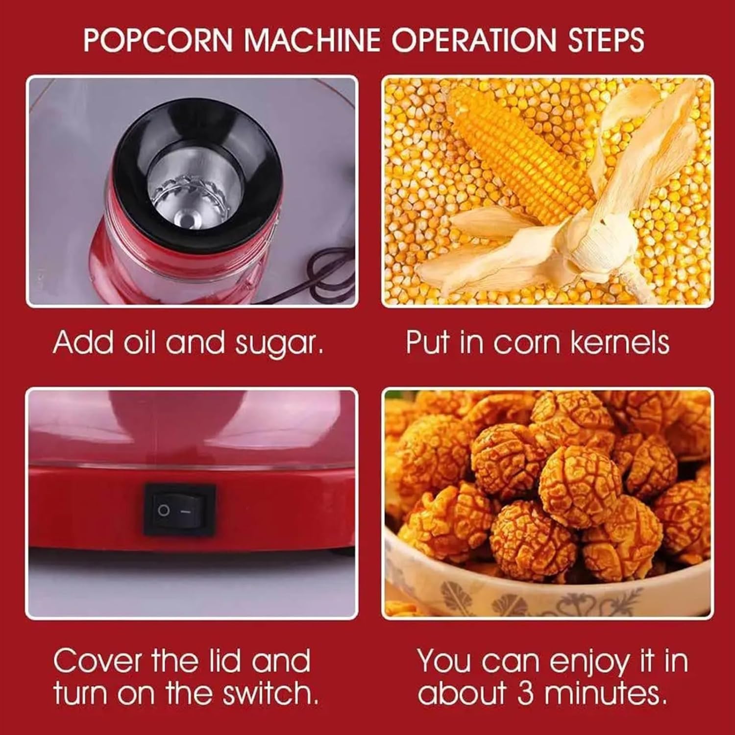 🔥 Oil-Free Popcorn Maker – ماكينة فشار بدون زيت