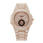 🔥Jewelled Calendar Quartz Watch – ساعة كوارتز مرصعة بالكامل مع تقويم للأزواج