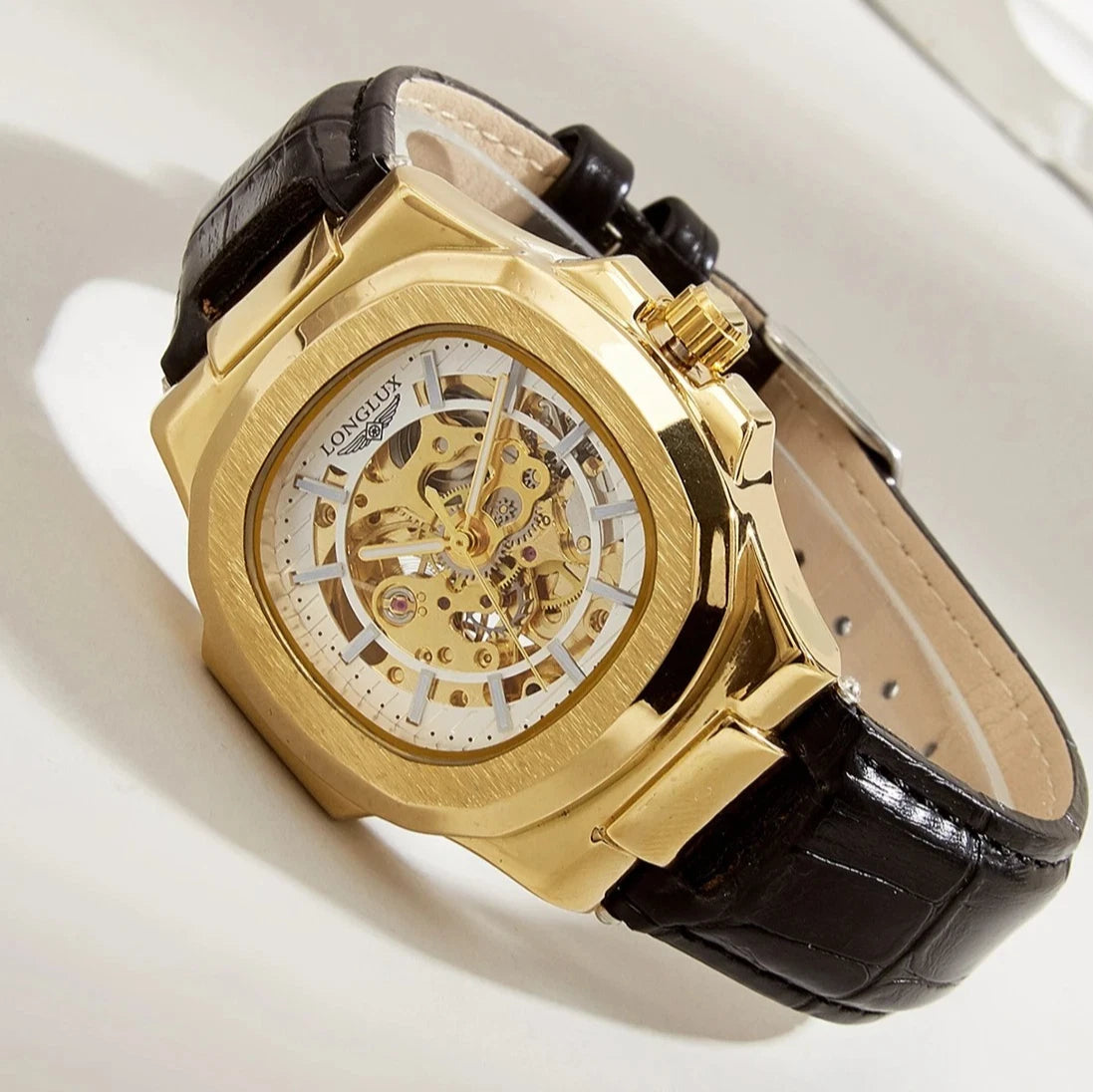 🔥 Barrel Mechanical Men’s Watch – ساعة ميكانيكية رجالية برميلية