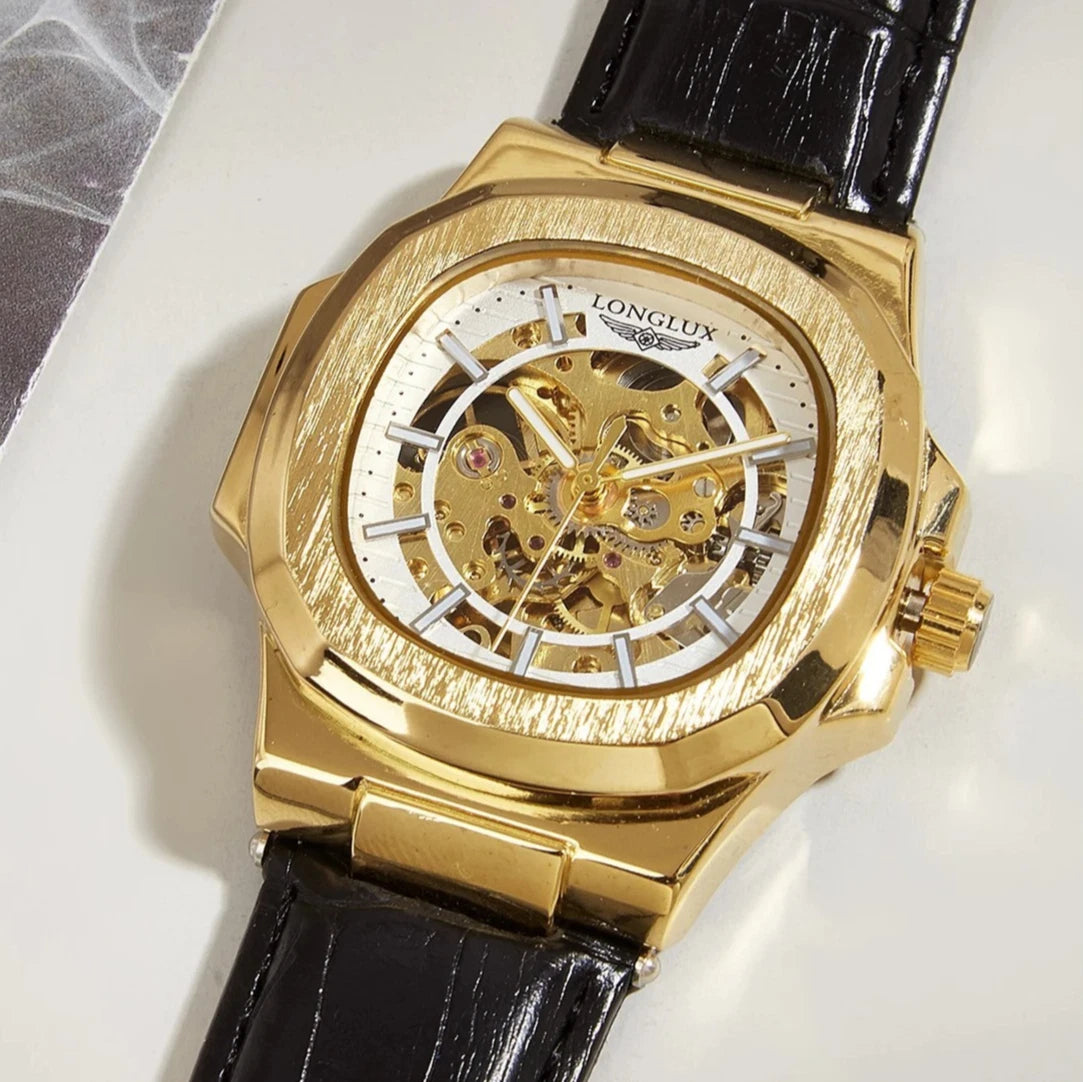 🔥 Barrel Mechanical Men’s Watch – ساعة ميكانيكية رجالية برميلية