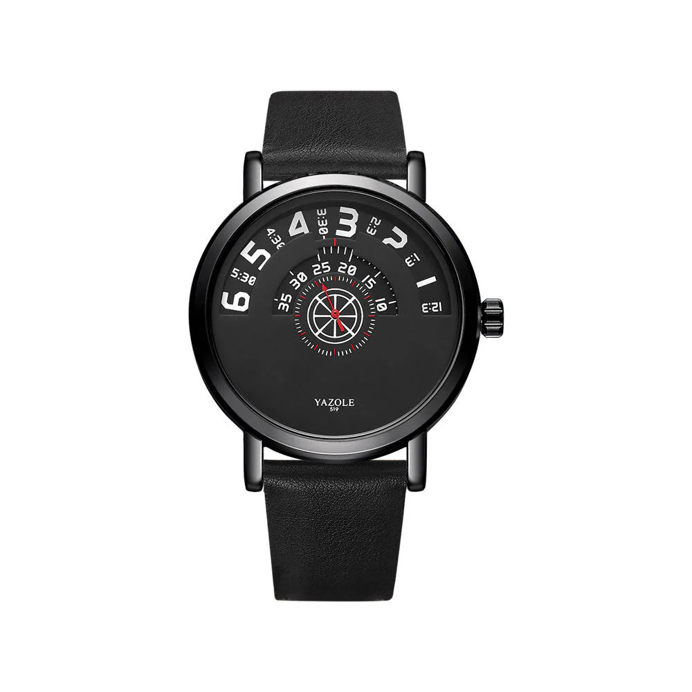 🔥 Men’s Turntable Waterproof Quartz Watch – ساعة كوارِتز رجالية مقاومة للماء بتصميم قرص الفينيل