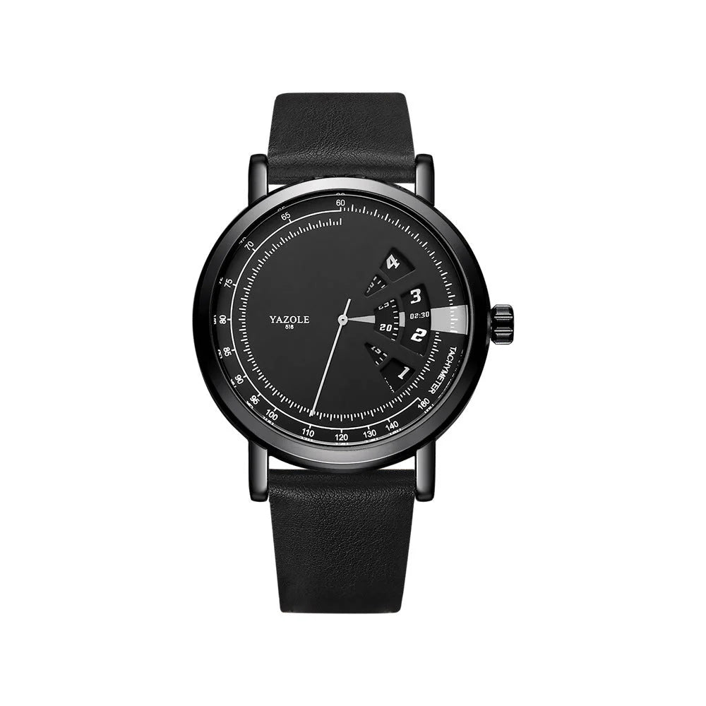 🔥 Men’s Turntable Waterproof Quartz Watch – ساعة كوارِتز رجالية مقاومة للماء بتصميم قرص الفينيل