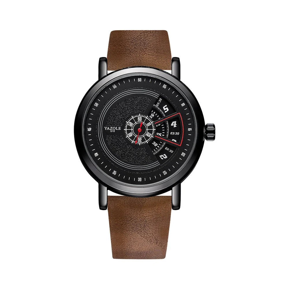 🔥 Men’s Turntable Waterproof Quartz Watch – ساعة كوارِتز رجالية مقاومة للماء بتصميم قرص الفينيل