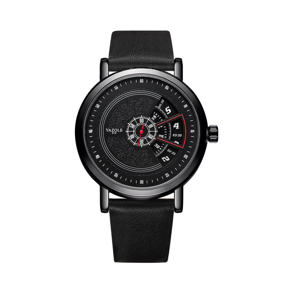 🔥 Men’s Turntable Waterproof Quartz Watch – ساعة كوارِتز رجالية مقاومة للماء بتصميم قرص الفينيل