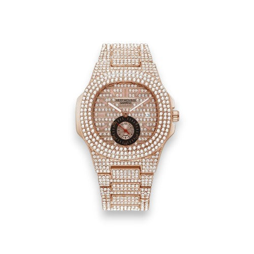 🔥Jewelled Calendar Quartz Watch – ساعة كوارتز مرصعة بالكامل مع تقويم للأزواج