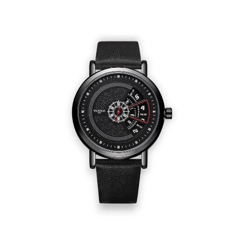 🔥 Men’s Turntable Waterproof Quartz Watch – ساعة كوارِتز رجالية مقاومة للماء بتصميم قرص الفينيل