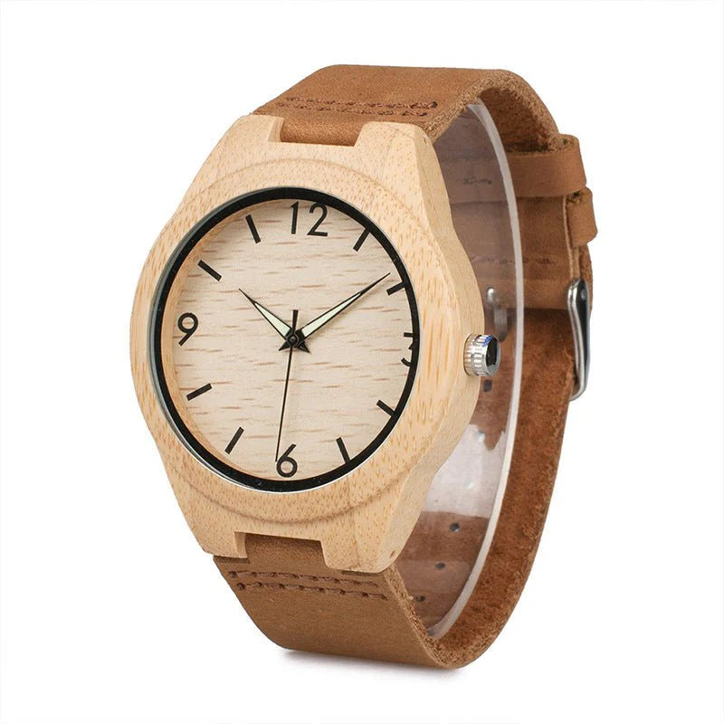 🔥 Wooden Bamboo Couple Watch – ساعة خشبية بامبو للأزواج