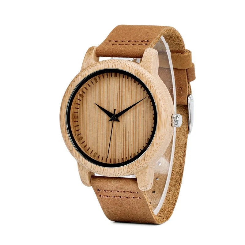 🔥 Wooden Bamboo Couple Watch – ساعة خشبية بامبو للأزواج